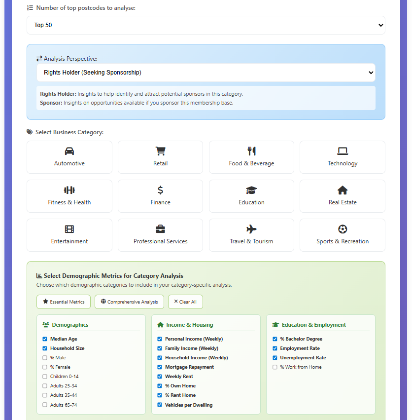 Category Analysis Interface